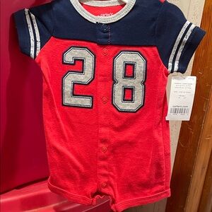 Carter's Navy and Red Kids Jersey Romper